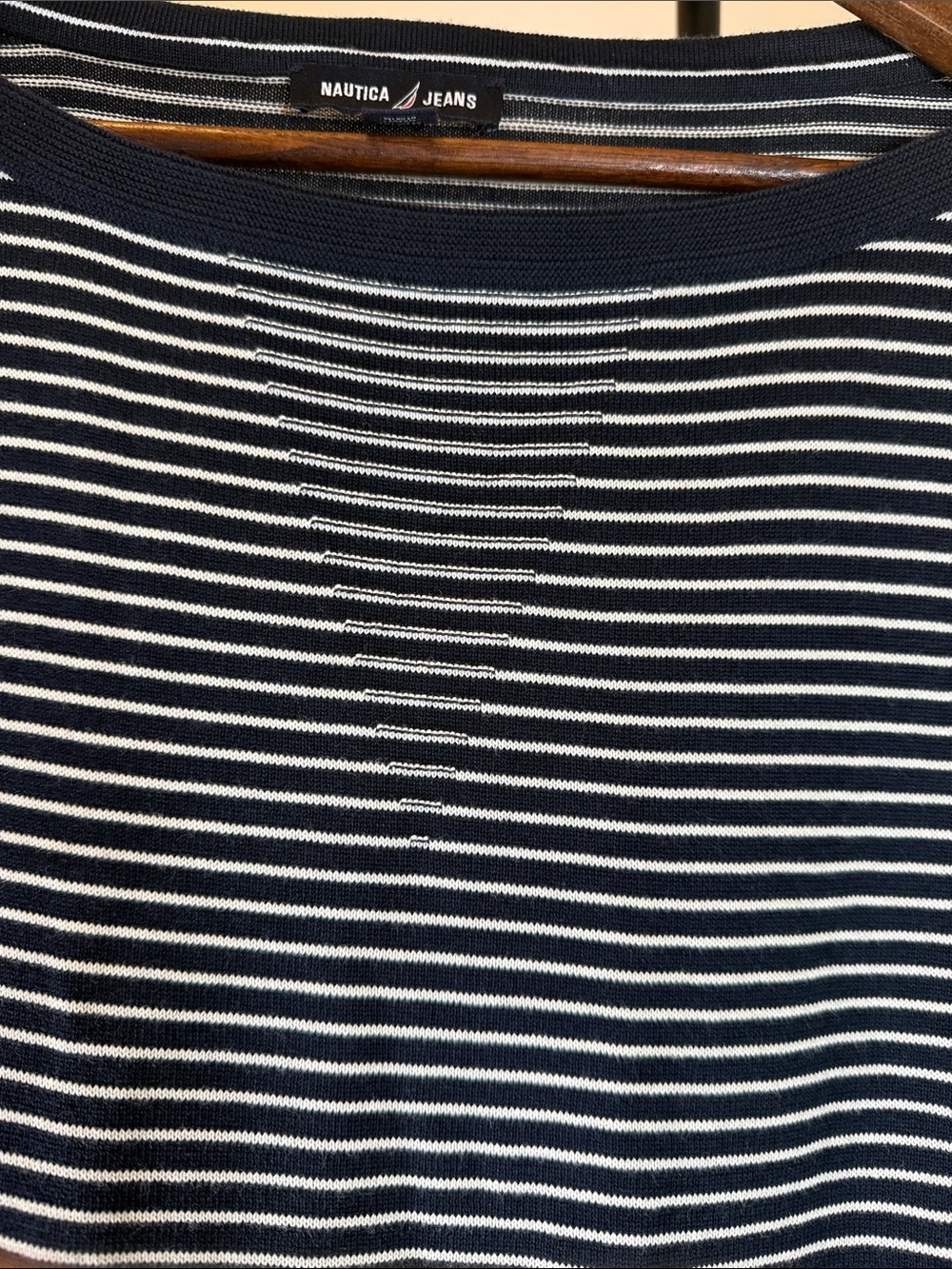 Nautica Navy and White Striped Boatneck Long-Sleeve Top. Size XL - Picture 7 of 11